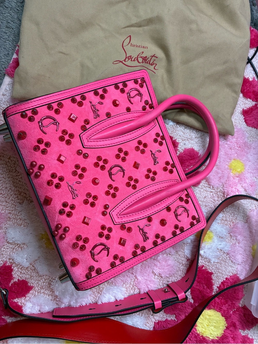 Christian Louboutin Pink Studded Mini Tote